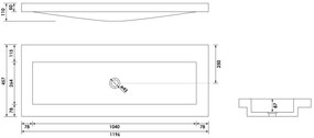 Brauer Magma wastafel natuursteen 120cm zonder kraangat antraciet