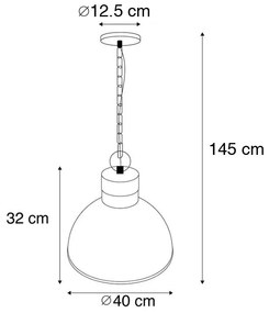 Vintage hanglamp hout met koper koper - Pointer Industriele / Industrie / Industrial, Landelijk / Rustiek E27 rond Binnenverlichting Lamp