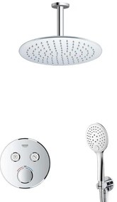 Grohe - Adema Rise Regendoucheset - Inbouw - 2 functies - met Adema Rise hoofddouche 30cm - ronde handdouche - plafondarm - Grohe Grohtherm inbouwthermostaat - chroom sw105953 SW104917 SW696252 SW377830 SW542643 SW49