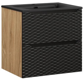 Comad Ocean Black badmeubel 60cm met 2 lades en wastafel zwart mat