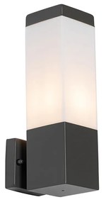 Moderne buiten wandlamp donkergrijs met opaal - Malios