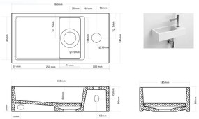 Differnz fonteinset met mat witte solid surface fontein en mat verchroomde kraan