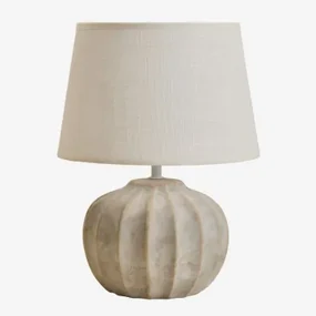 Yalira 30cm Tafellamp Van Keramiek En Linnen Beige – Crème - Sklum