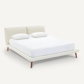Bed in bouclette + lattenbodem, Aurore design E. Gallina