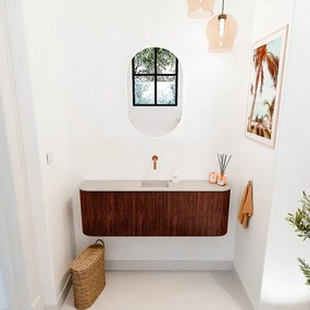 Mondiaz Joya DLux 125cm toiletmeubel ronding links/rechts ruby met wastafel faye midden zonder kraangat opalo