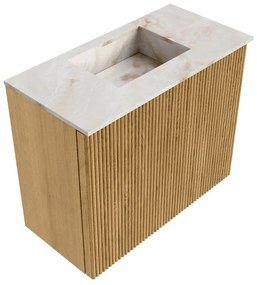 Mondiaz Joya DLux 50cm toiletmeubel oak met wastafel faye midden zonder kraangat frappe