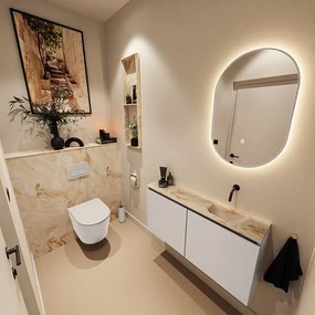 Mondiaz Ture DLux toiletmeubel 100cm linen met wastafel frappe rechts zonder kraangat