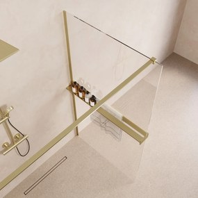 Saniclear Metric inloopdouche 120cm met handdoekhouder en helder glas geborsteld messing - mat goud