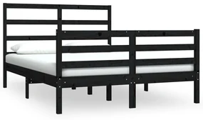 vidaXL Bedframe massief grenenhout zwart 120x190 cm 4FT Small Double