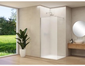 Van Rijn Products ST01 vaste wand - 98x200cm - satijnglas - - dikte 8mm - stabilisatiestang - muurprofiel - Chroom ST01500100PRGSCHM