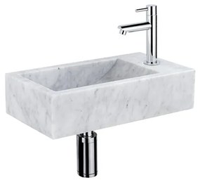 Fortifura Fuente fonteinset - 40x22 - 1 kraangat - rechts - marmer - fonteinkraan chroom - wit SW696234/SW696209/SW696219/SW728223