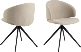 NELA NELA Beige (stof Basel 24)/zwarte poten - MODERNE GESTOFFEERDE DRAAISTOEL VOOR WOONKAMER/EETKAMER/KANTOOR LOFT