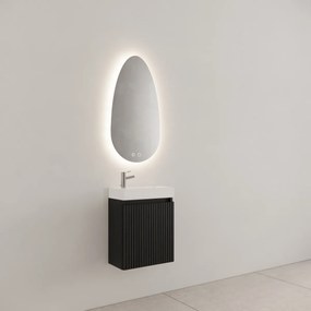 Gliss Design Timotheus toiletmeubel met ribbelfront 40cm black veneer met keramische fontein