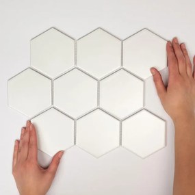 The Mosaic Factory Barcelona mozaïektegel - 25.6x29.6cm - wand en vloertegel - Zeshoek/Hexagon - Porselein White Mat AMH95010
