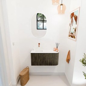 Mondiaz Joya 80cm toiletmeubel ronding rechts shadow met wastafel faye links zonder kraangat talc