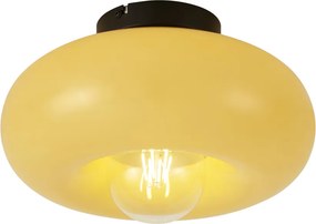 Retro plafondlamp zwart met geel glas 30cm - Glaze