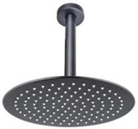 Fortifura Calvi Inbouw Regendoucheset - thermostatisch - plafondarm - 25cm hoofddouche - staaf handdouche - metalen doucheslang - geborsteld Gunmetal PVD SW720556/SW720558/SW706207/SW721170/SW766536/SW766