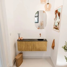 Mondiaz Joya DLux 110cm toiletmeubel ronding links oak met wastafel faye rechts zonder kraangat lava