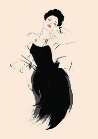 Ilustratie Fashion girl in sketch-style, Verlen4418, (30 x 40 cm)
