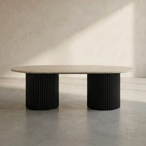 Salontafel Met Travertin - 130 X 70cm.