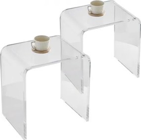 VEVOR 2-pack bijzettafel 415 x 305 x 460 mm, U-vormige bijzettafel van acryl, transparante salontafel voor drankjes, eten, snacks, te gebruiken in de woonkamer, slaapkamer, studeerkamer, enz.