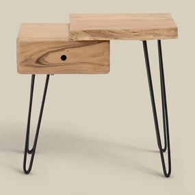 Boomstam Nachtkastje Met Lade Links - 60x32x59cm.