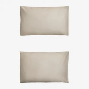 Pack Van 2 Kussenslopen Van 300-draads Satijn Sampras Naakt Beige & 50 X 75 Cm - Sklum