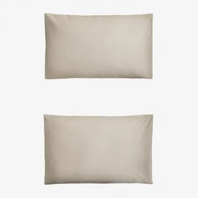 Set Van 2 Sampras Satijnen Kussenslopen Met Een Draaddichtheid Van 300 Naakt Beige & 50 X 75 Cm - Sklum
