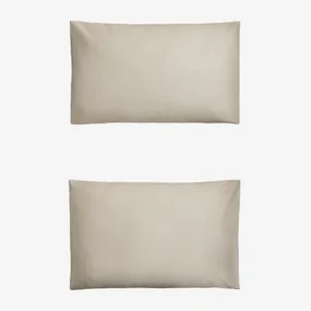 Set Van 2 Sampras Satijnen Kussenslopen Met Een Draaddichtheid Van 300 Naakt Beige & 50 X 75 Cm - Sklum