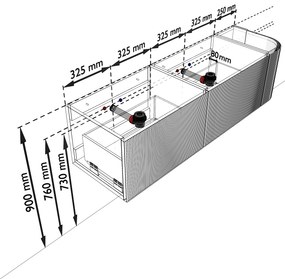 Mondiaz Kurve-dlux 155cm badmeubel ronding rechts oak met 2 lades en 1 deur en wastafel leaf dubbel/links zonder kraangat ostra