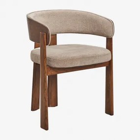 Set Van 2 Eikenhouten Eetkamerstoelen Met Bekleding Olea Donker Eiken Bruin & Chenille Bruin Wheat - Sklum