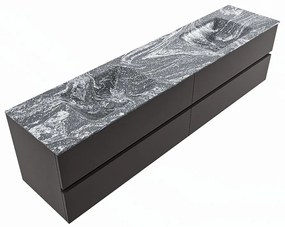 Mondiaz Vica DLux badmeubel 200cm dark grey 4 lades met wastafel lava dubbel zonder kraangat