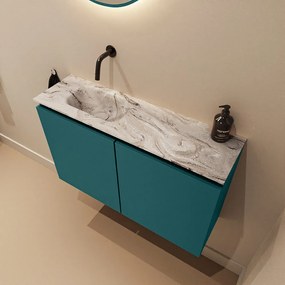 Mondiaz Ture DLux toiletmeubel 80cm smag met wastafel glace links zonder kraangat