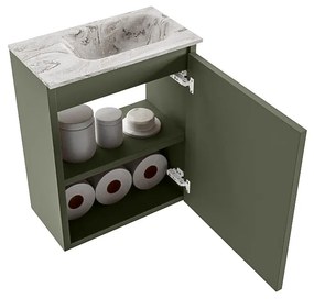 Mondiaz Ture DLux toiletmeubel 40cm army met wastafel glace rechts zonder kraangat