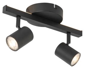 LED PlafondSpot / Opbouwspot / Plafondspot zwart GU10 50mm 2-lichts incl. backlight - Back Up Modern GU10 rond Binnenverlichting Lamp