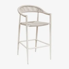 Pakket Van 4 Hoge Krukken In Aluminium En Gevlochten Touw Amatria Tapioca Beige - Sklum