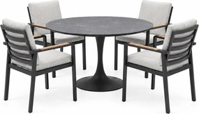 Flair Lola dining tuinset 120xH75 cm 5 delig antraciet keramiek