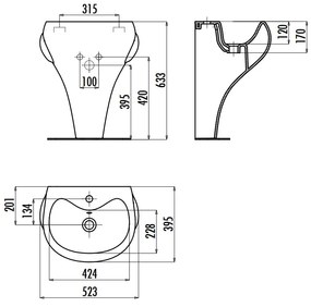 Sanigoods Feliz wastafel 63cm wit