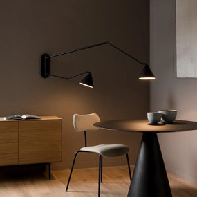 Scharnierende wandlamp met dubbele arm XL, Moke