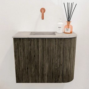 Mondiaz Joya DLux 50cm toiletmeubel ronding rechts shadow met wastafel faye links zonder kraangat glace