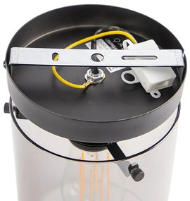 Design plafondlamp zwart met smoke glas - Dome