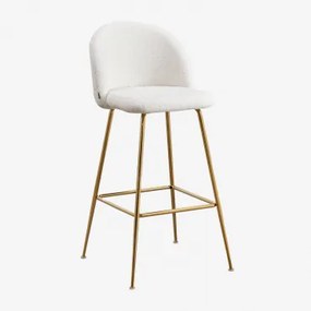 Kana Design Hoge Kruk In Schapenvacht White & ↑75 Cm & Goud - Sklum