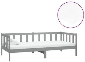 vidaXL Slaapbank met matras massief grenenhout grijs 90x200 cm
