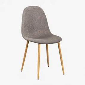 Glamm Eetkamerstoel Natuurlijk Hout & Linnen Grijs – Taupe - Sklum