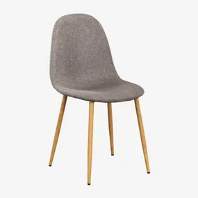 Glamm Eetkamerstoel Natuurlijk Hout & Linnen Grijs – Taupe - Sklum