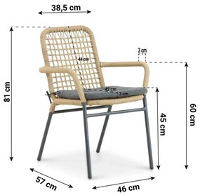 Tuinset 4 personen 160 cm Aluminium/rope Taupe Lifestyle Garden Furniture Catalone/Tavano