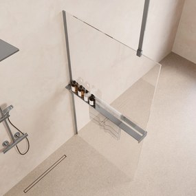 Saniclear Bright inloopdouche 90cm met handdoekhouder en helder glas chroom