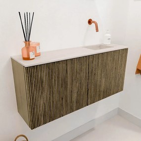 Mondiaz Joya DLux 90cm toiletmeubel dusk met wastafel faye rechts zonder kraangat meli