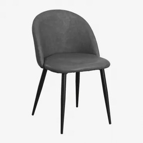 Pakket Van 4 Kana Eetkamerstoelen Met Kunstlederen Bekleding Grijs – Antraciet & Zwart - Sklum
