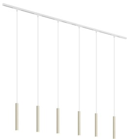 Modern railsysteem met 6 hanglampen beige met wit 1-fase - Slimline Keno